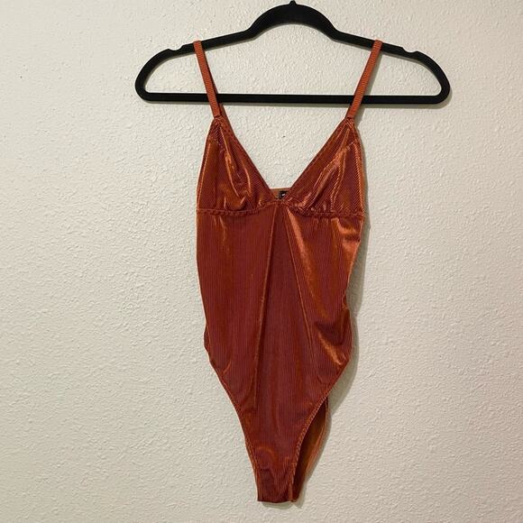 Urban Outfitters Out From Under Rust Orange Ribbed Bodysuit XS - Picture 1 of 8